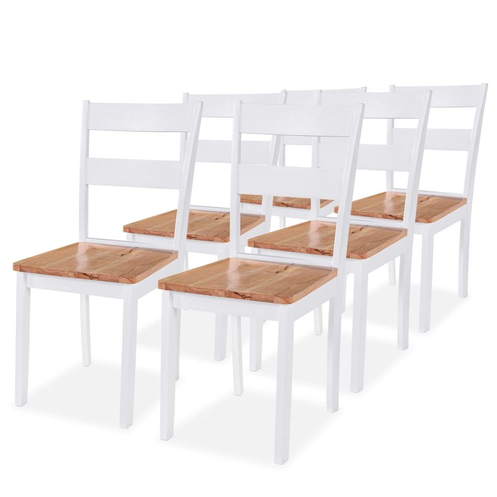 Dining Chairs 6 pcs vidaXL White Solid Rubber Wood - Wooden Chairs from vidaXL