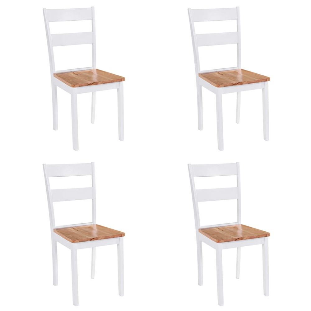 Dining Chairs 6 pcs vidaXL White Solid Rubber Wood - Wooden Chairs from vidaXL
