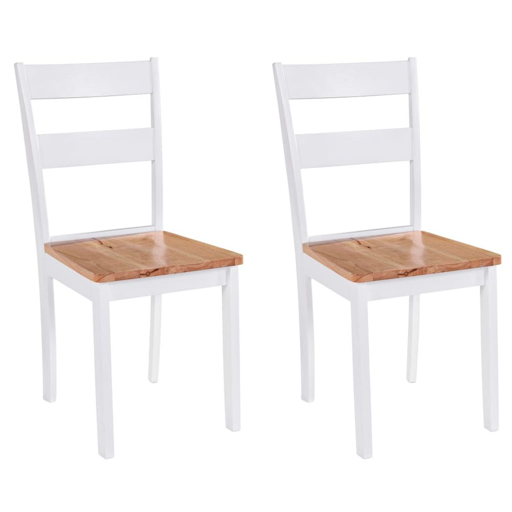 Dining Chairs 6 pcs vidaXL White Solid Rubber Wood - Wooden Chairs from vidaXL