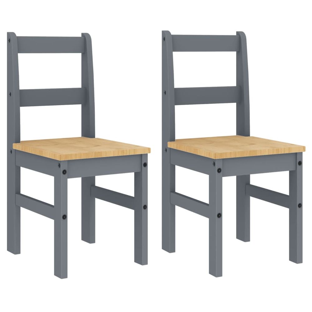 Dining Chairs 2 pcs Panama Grey vidaXL 40x46x90 cm Solid Wood Pine - Wooden Chairs from vidaXL
