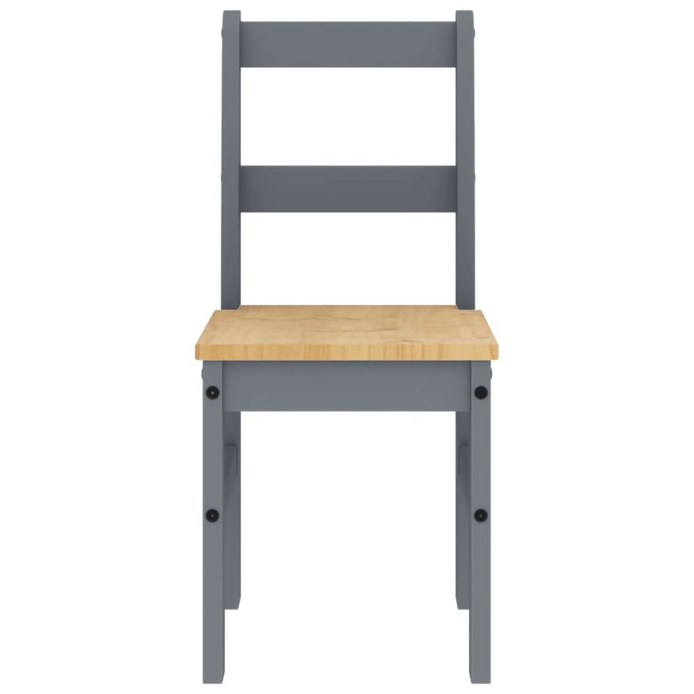 Dining Chairs 2 pcs Panama Grey vidaXL 40x46x90 cm Solid Wood Pine - Wooden Chairs from vidaXL