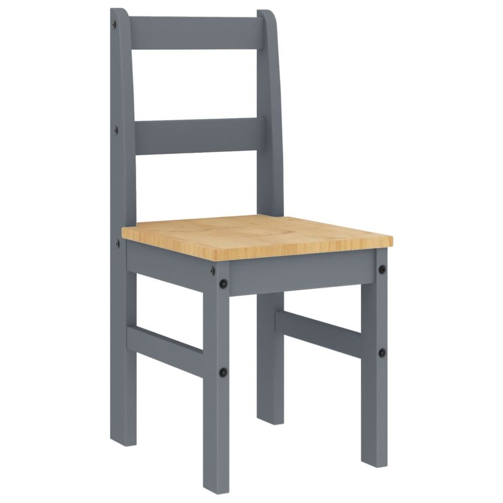 Dining Chairs 2 pcs Panama Grey vidaXL 40x46x90 cm Solid Wood Pine - Wooden Chairs from vidaXL