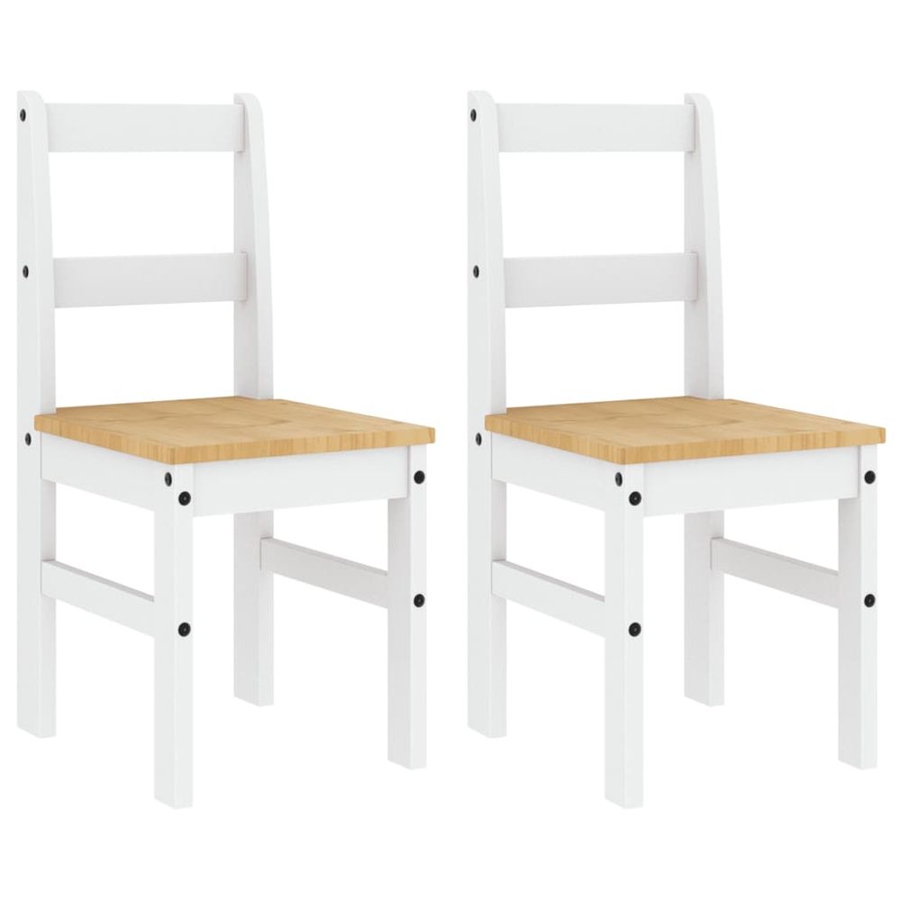 vidaXL Dining Chairs 2 pcs Panama White 40x46x90 cm Solid Wood Pine - Wooden Chairs from vidaXL