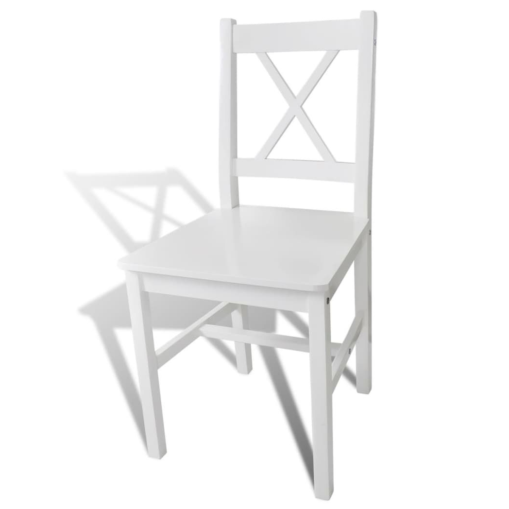Dining Chairs 6 pcs vidaXL White Pinewood - Wooden Chairs from vidaXL