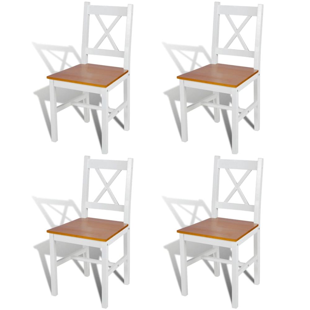 Dining Chairs 6 pcs vidaXL White Pinewood - Wooden Chairs from vidaXL