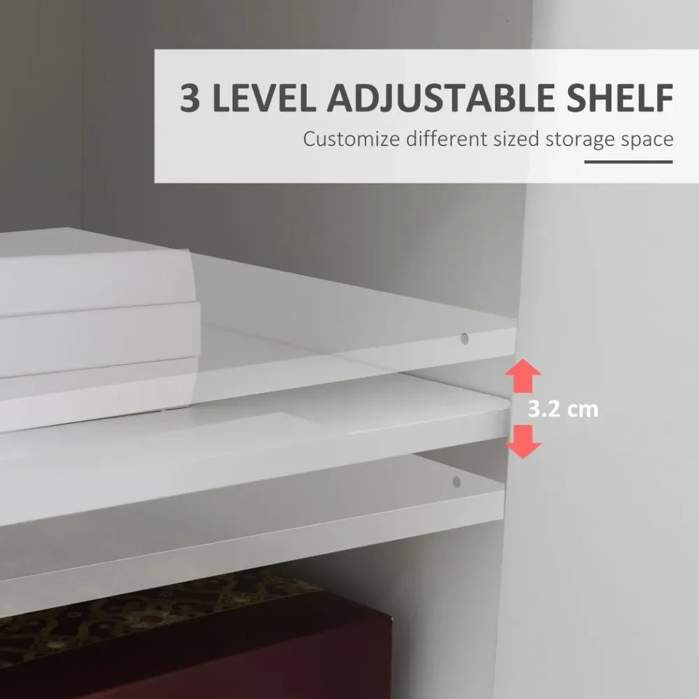 Rolling Printer Stand Vertical File Cabinet w/ Drawer Double Door Cabinet White - Bedside Table from Vinsetto