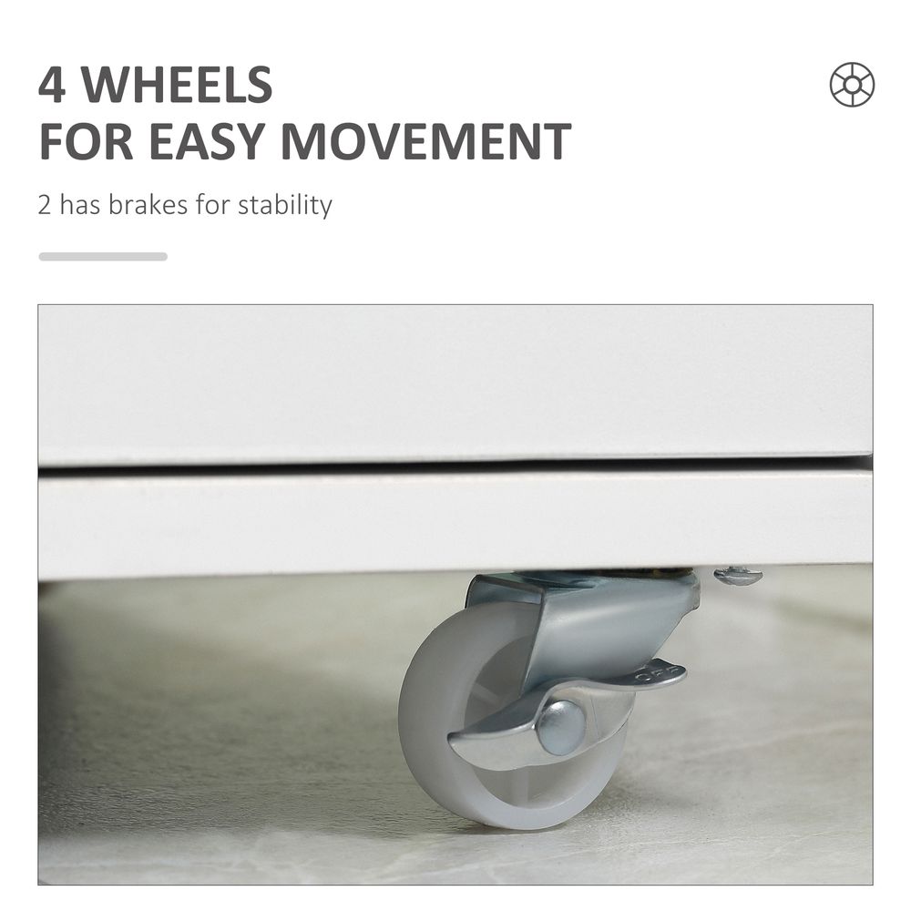 Vinsetto Mobile Filing Cabinet, 7-drawer File Cabinet with Wheels, White - Chest of Drawers from Vinsetto