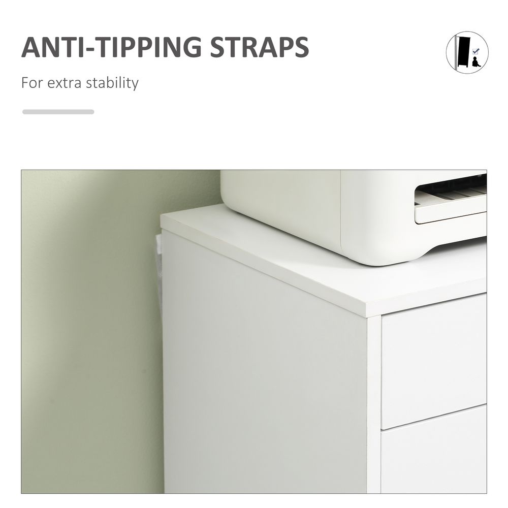 Vinsetto Mobile Filing Cabinet, 7-drawer File Cabinet with Wheels, White - Chest of Drawers from Vinsetto