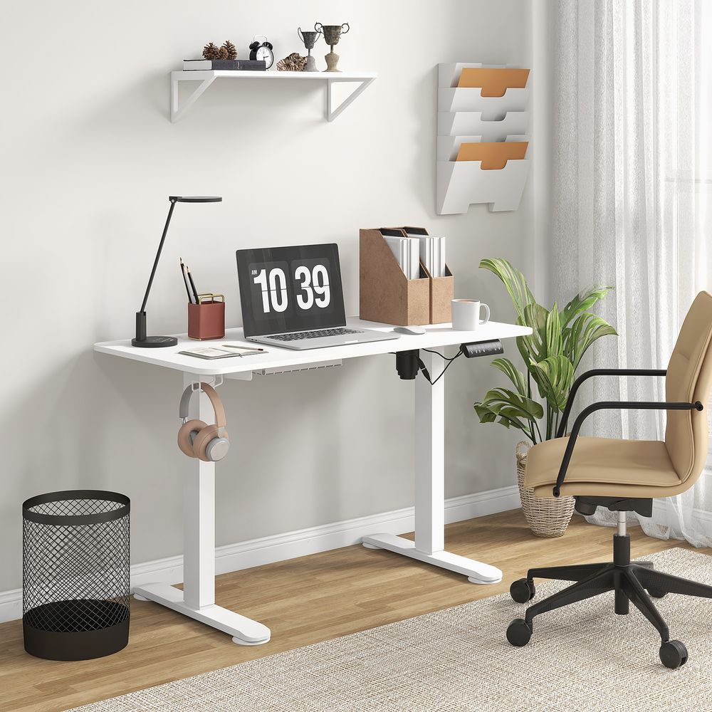 Vinsetto Adjustable Desk, Electric Standing Desk for Home Office, White - Desk from Vinsetto