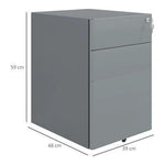 Vinsetto Vinsetto 3 Drawer Metal Filing Cabinet Lockable 5 Wheels Compact Under Desk Grey - Filing Cabinet