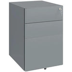 Vinsetto Vinsetto 3 Drawer Metal Filing Cabinet Lockable 5 Wheels Compact Under Desk Grey - Filing Cabinet