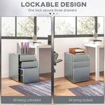 Vinsetto Vinsetto 3 Drawer Metal Filing Cabinet Lockable 5 Wheels Compact Under Desk Grey - Filing Cabinet