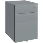 Vinsetto Vinsetto 3 Drawer Metal Filing Cabinet Lockable 5 Wheels Compact Under Desk Grey - Filing Cabinet