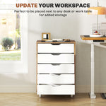 Vinsetto Mobile Filing Cabinet, 5-drawer File Cabinet with Wheels, Oak - Home Symphony