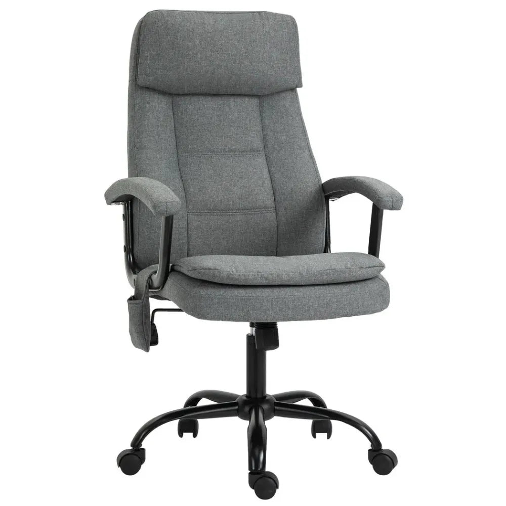 2-Point Massage Office Chair Linen-Look Fabric Adjustable Height Chair Grey - Office Chair from Vinsetto