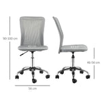 Armless Office Chair Ergonomic Padded Height Adjustable Mesh Back 5 Wheels - Office Chair from Vinsetto
