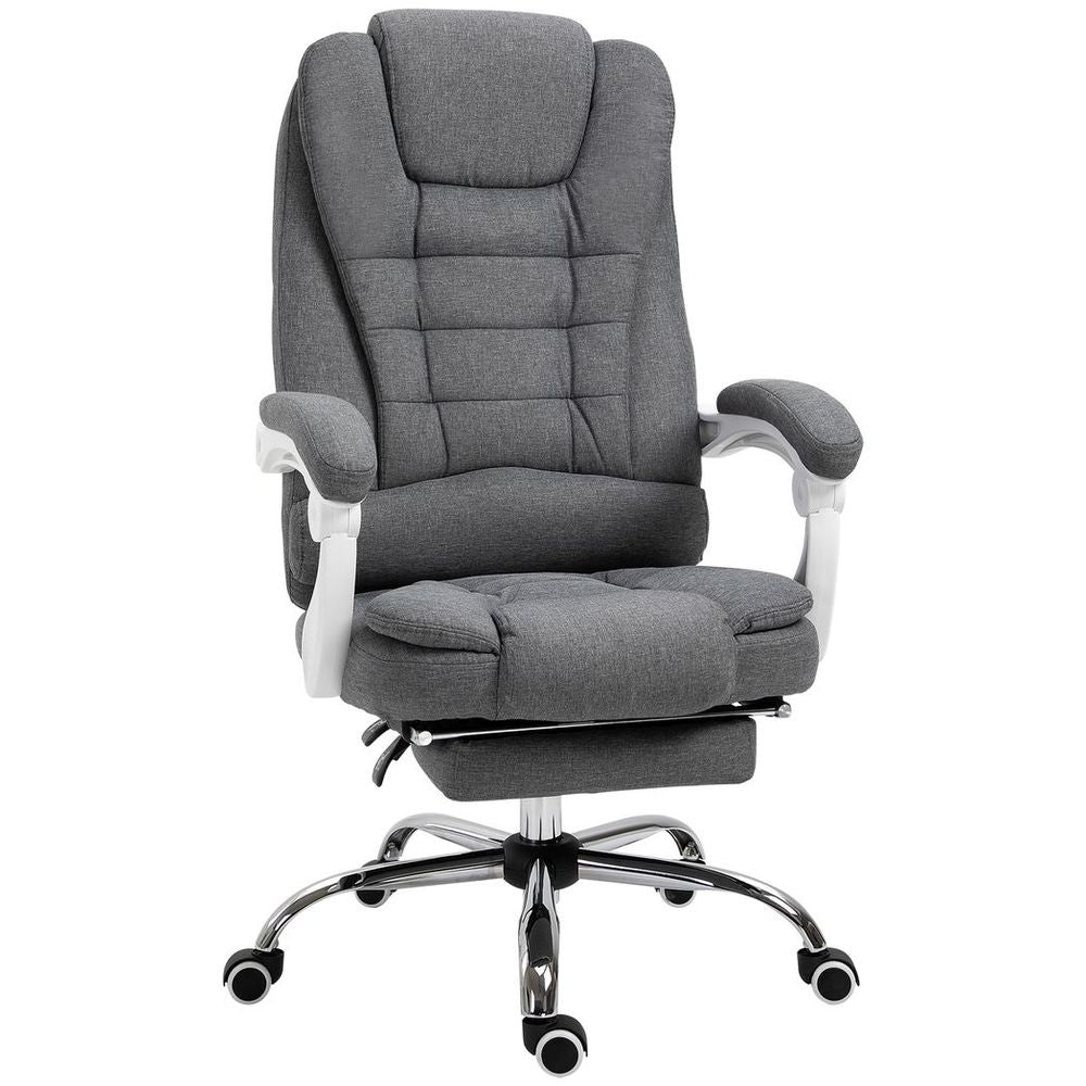 Computer Office Chair Home Swivel Task Recliner w/ Footrest, Arm, Grey - Office Chair from Vinsetto