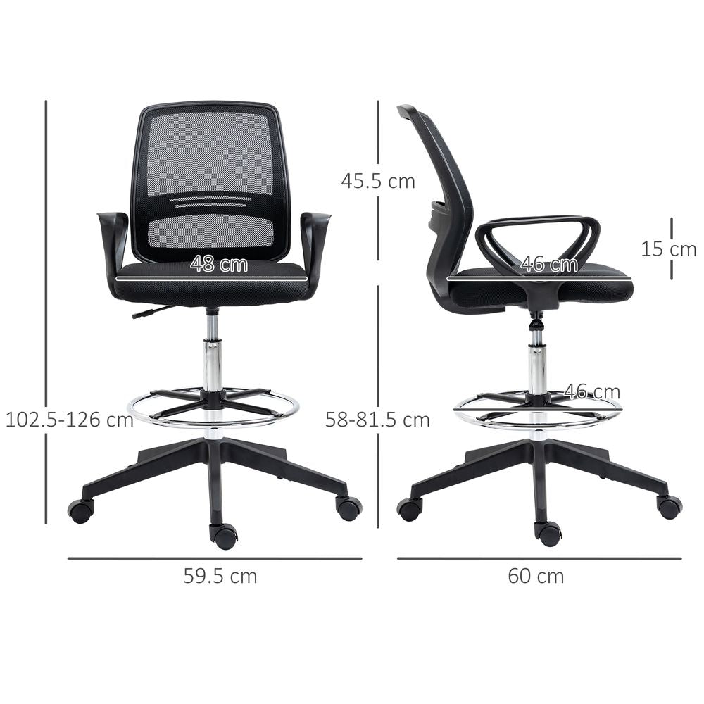 Drafting Chair Tall Office Chair with Adjustable Height and Footrest - Office Chair from Vinsetto