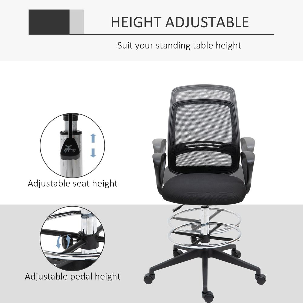 Drafting Chair Tall Office Chair with Adjustable Height and Footrest - Office Chair from Vinsetto