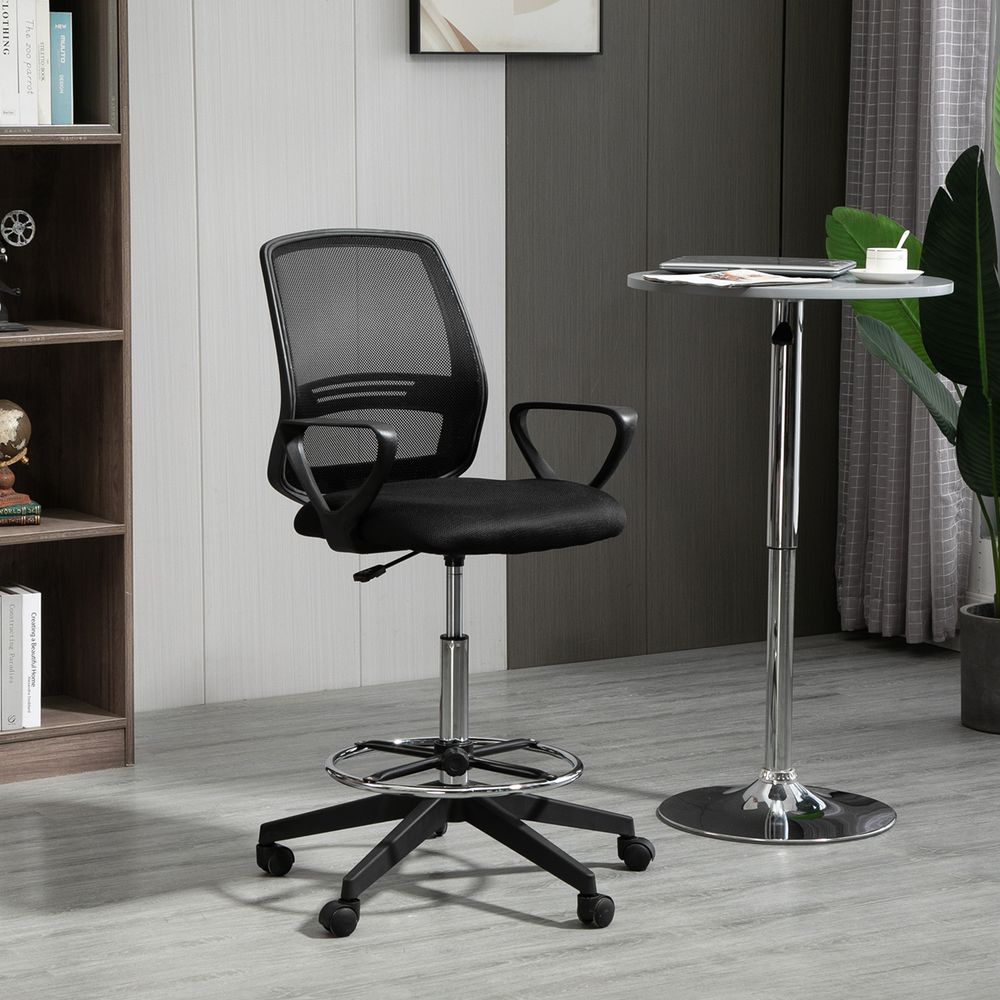 Drafting Chair Tall Office Chair with Adjustable Height and Footrest - Office Chair from Vinsetto