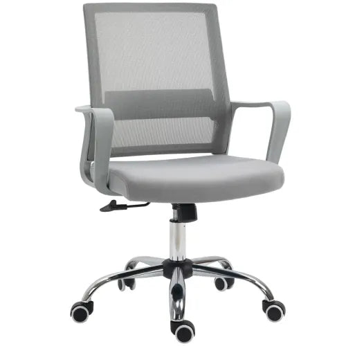 Ergonomic Office Chair Adjustable Height Mesh Chair with Swivel Wheels Grey - Office Chair from Vinsetto