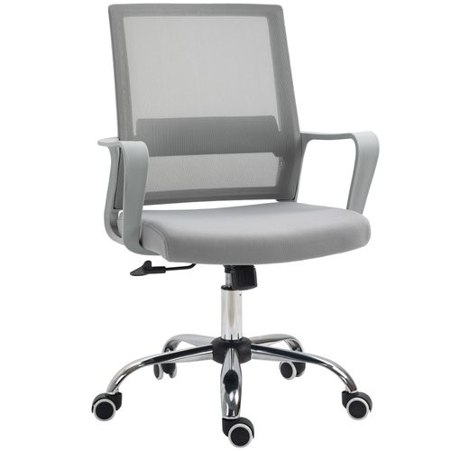 Ergonomic Office Chair Adjustable Height Mesh Chair with Swivel Wheels Grey - Office Chair from Vinsetto