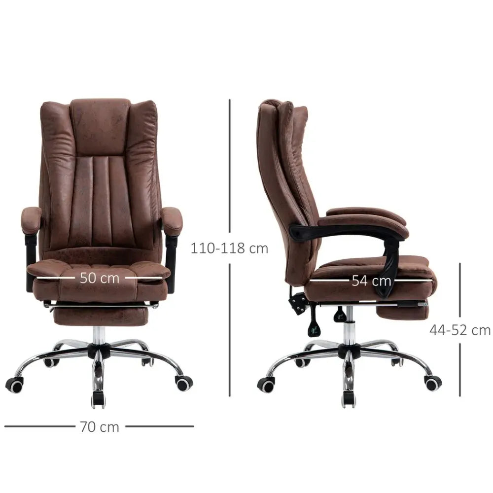 Executive Office Chair Computer Swivel Chair for Home with Arm, Footrest, Brown - Office Chair from Vinsetto