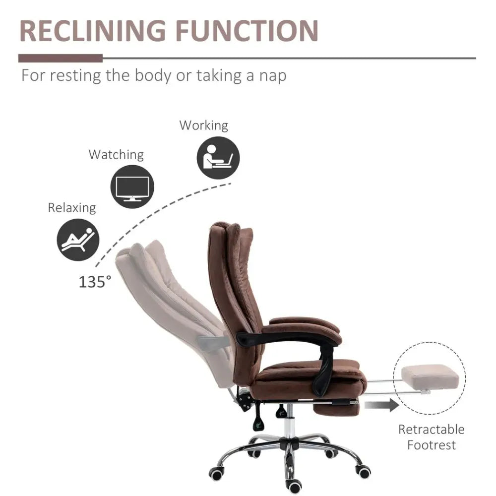 Executive Office Chair Computer Swivel Chair for Home with Arm, Footrest, Brown - Office Chair from Vinsetto