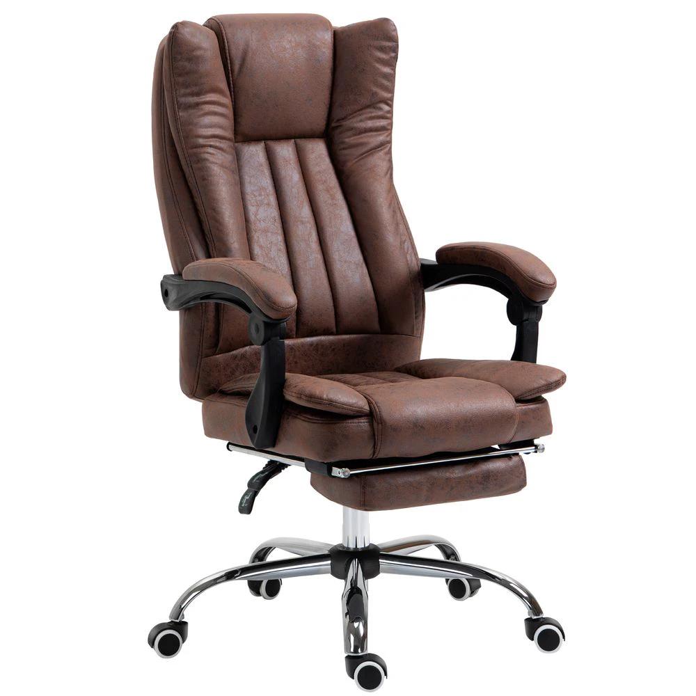 Executive Office Chair Computer Swivel Chair for Home with Arm, Footrest, Brown by Vinsetto