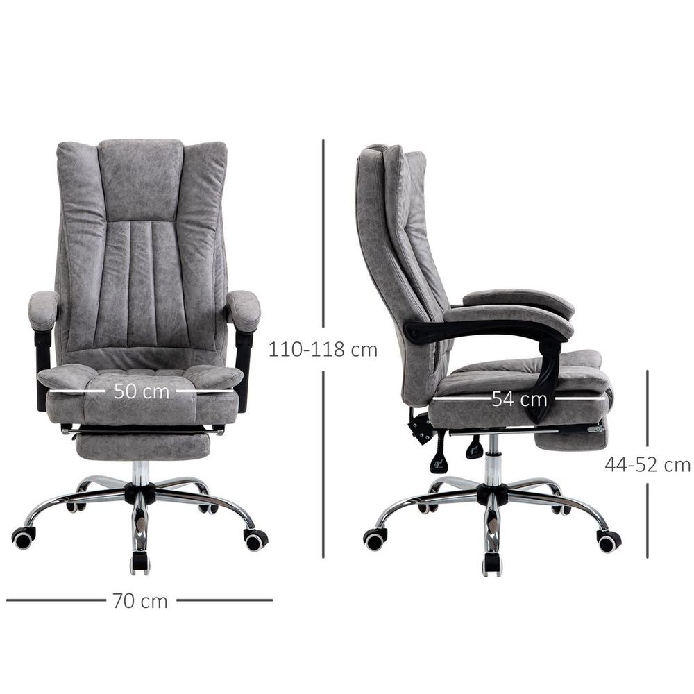 Executive Office Chair Computer Swivel Chair for Home with Arm, Footrest, Grey - Office Chair from Vinsetto