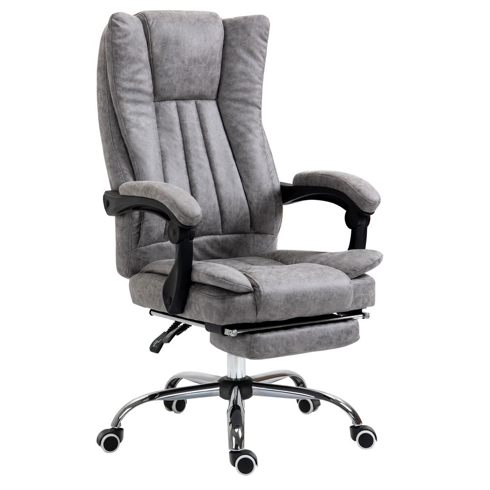 Executive Office Chair Computer Swivel Chair for Home with Arm, Footrest, Grey - Office Chair from Vinsetto