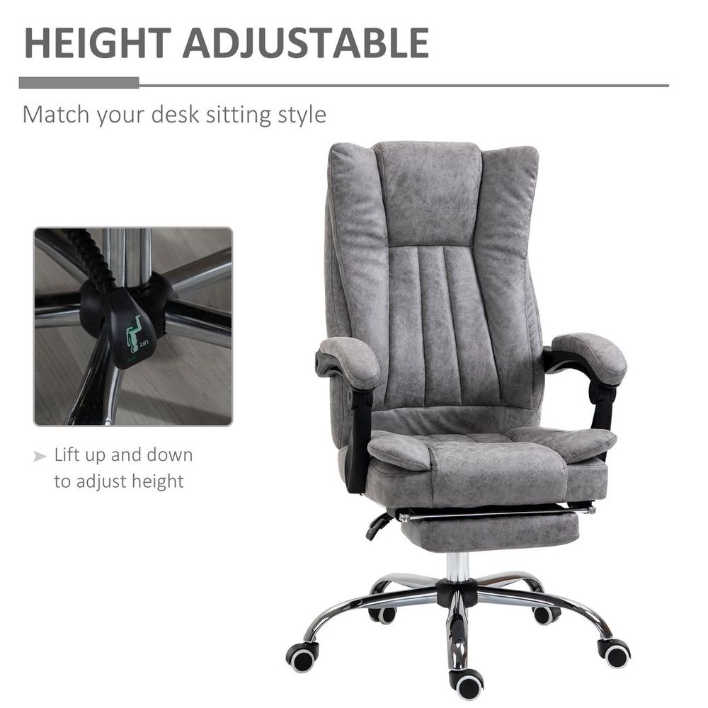 Executive Office Chair Computer Swivel Chair for Home with Arm, Footrest, Grey - Office Chair from Vinsetto