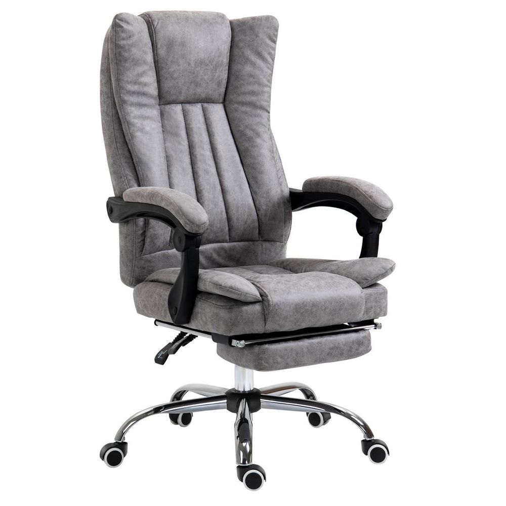 Executive Office Chair Computer Swivel Chair for Home with Arm, Footrest, Grey - Office Chair from Vinsetto