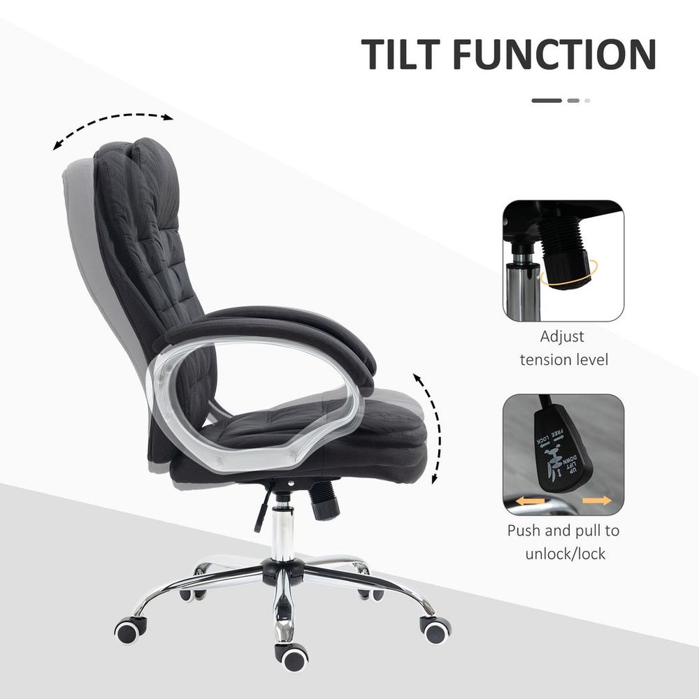 Executive Office Chair with 360 Swivel Wheels Armrests Adjustable Height Black - Office Chair from Vinsetto