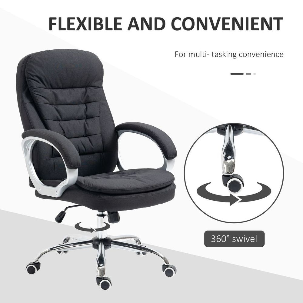 Executive Office Chair with 360 Swivel Wheels Armrests Adjustable Height Black - Office Chair from Vinsetto