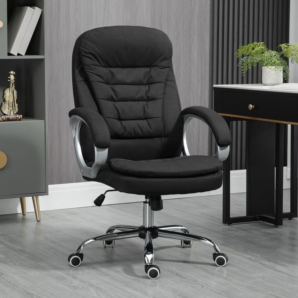 Executive Office Chair with 360 Swivel Wheels Armrests Adjustable Height Black - Office Chair from Vinsetto