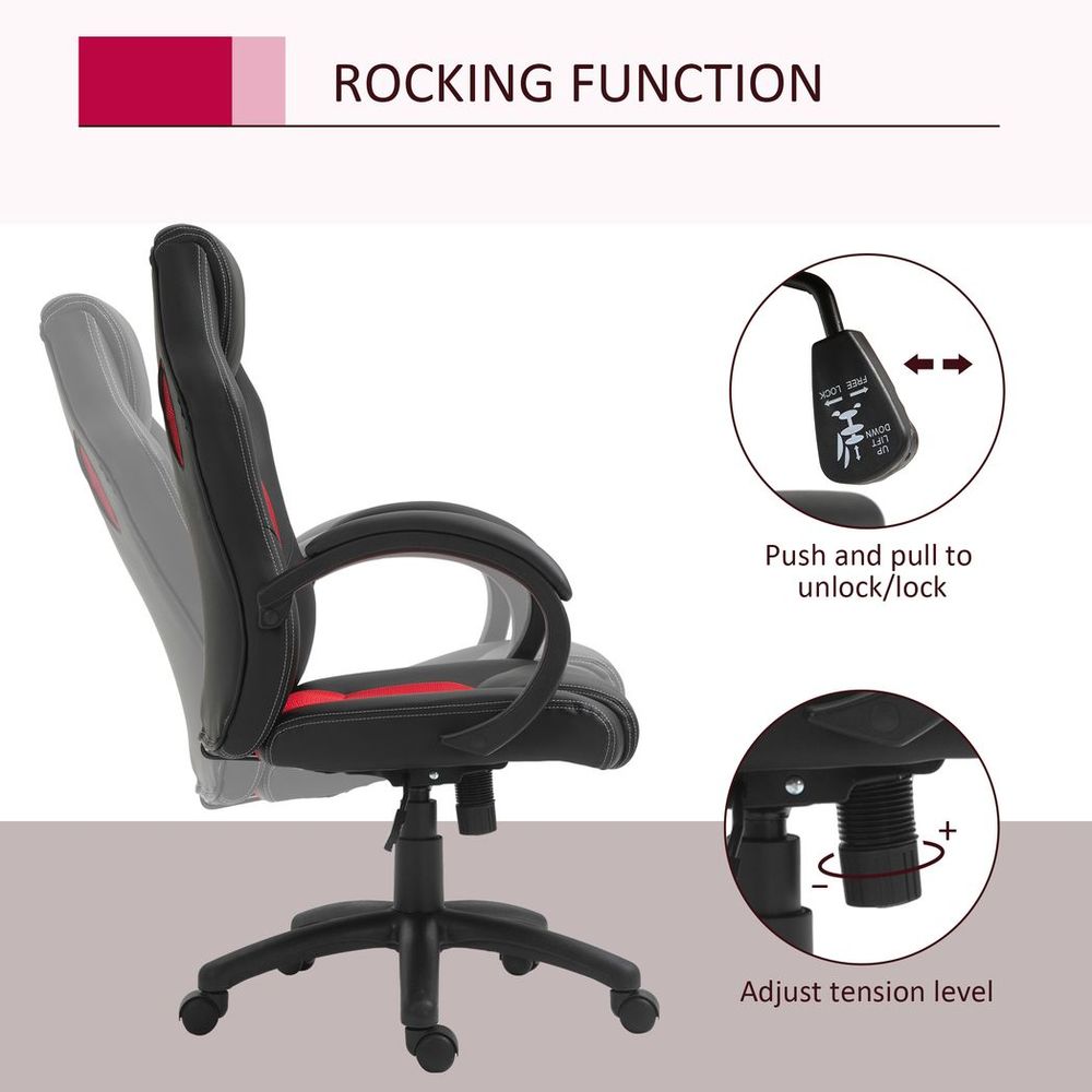 Executive Racing Swivel Gaming Office Chair PU Leather Computer Desk Chair Black - Office Chair from Vinsetto