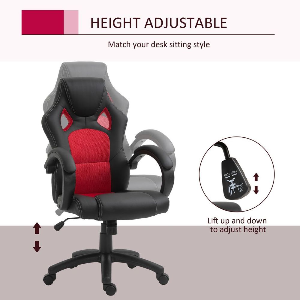 Executive Racing Swivel Gaming Office Chair PU Leather Computer Desk Chair Black - Office Chair from Vinsetto