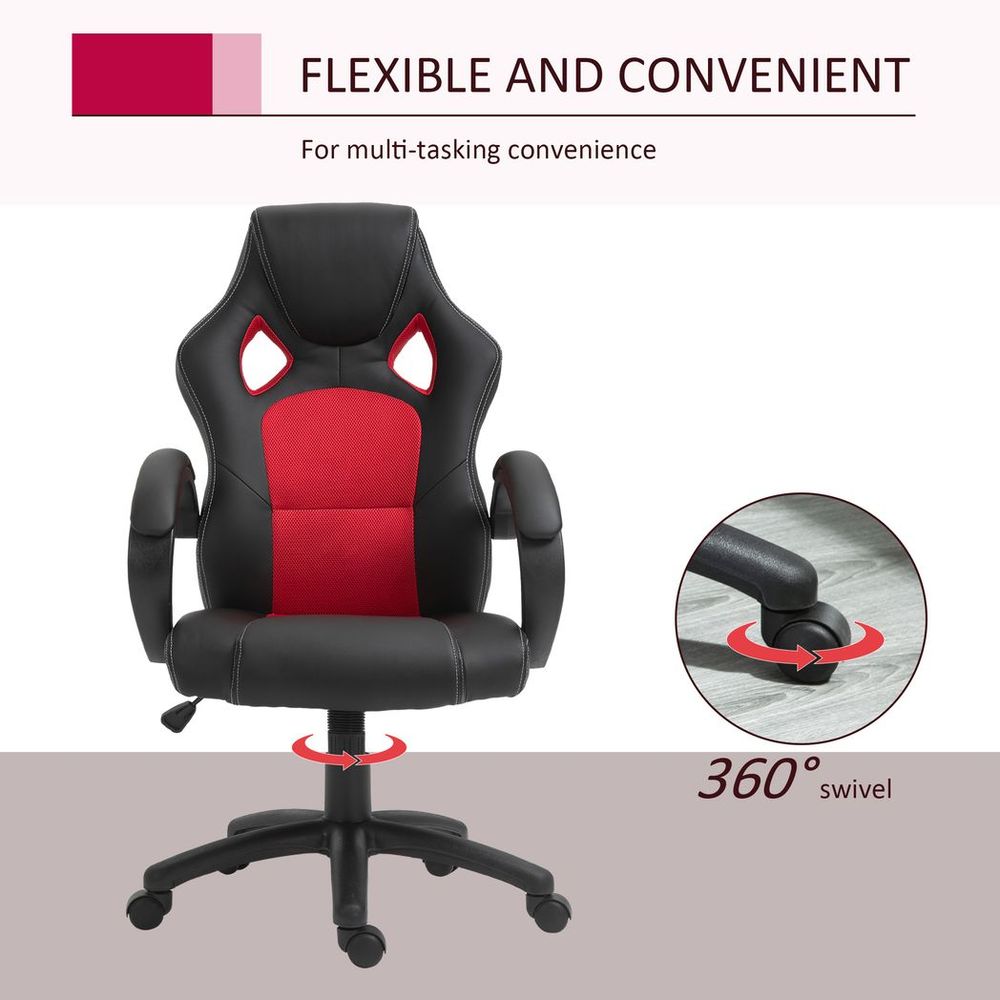 Executive Racing Swivel Gaming Office Chair PU Leather Computer Desk Chair Black - Office Chair from Vinsetto