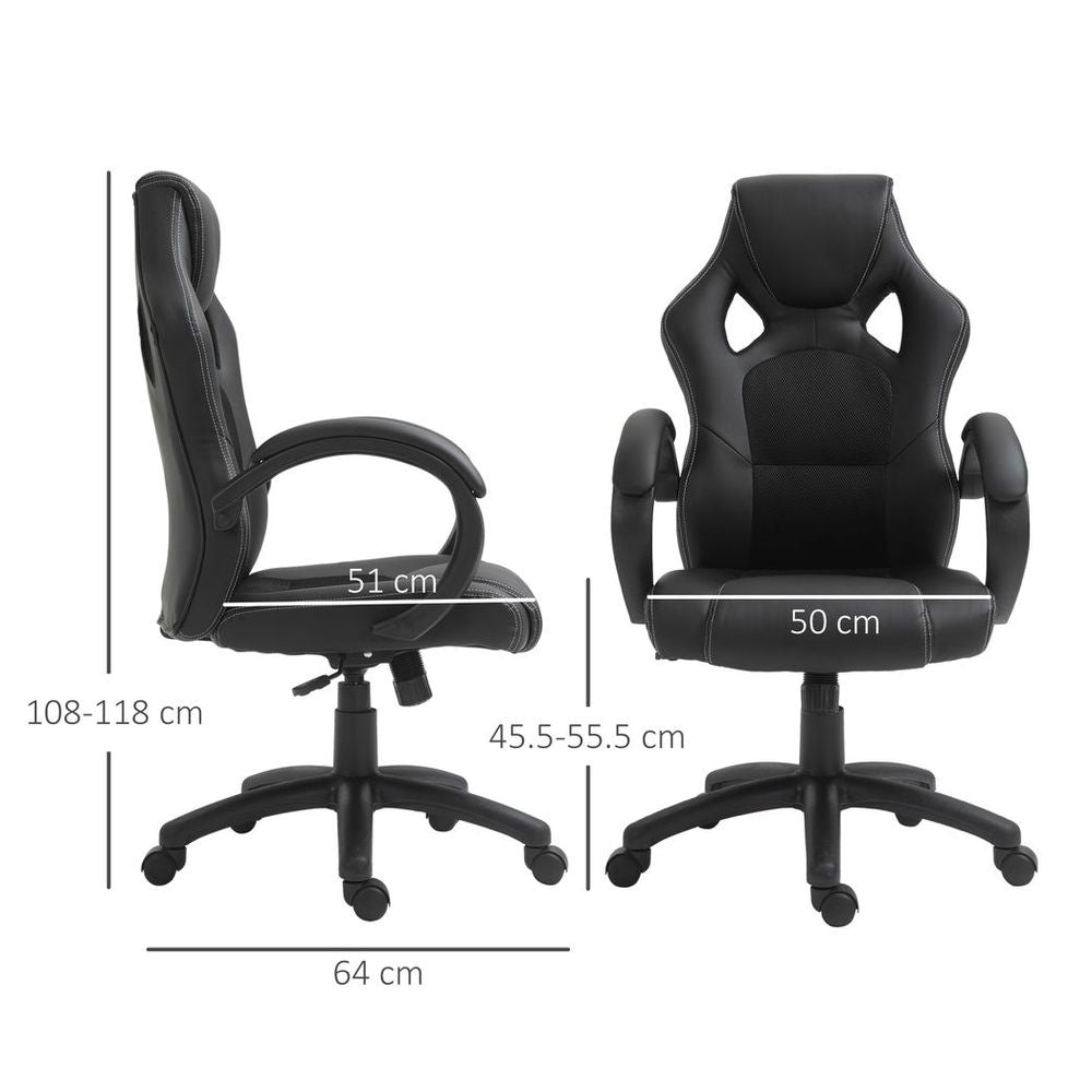 Executive Racing Swivel Gaming Office Chair PU Leather Computer Desk Chair Black - Office Chair from Vinsetto