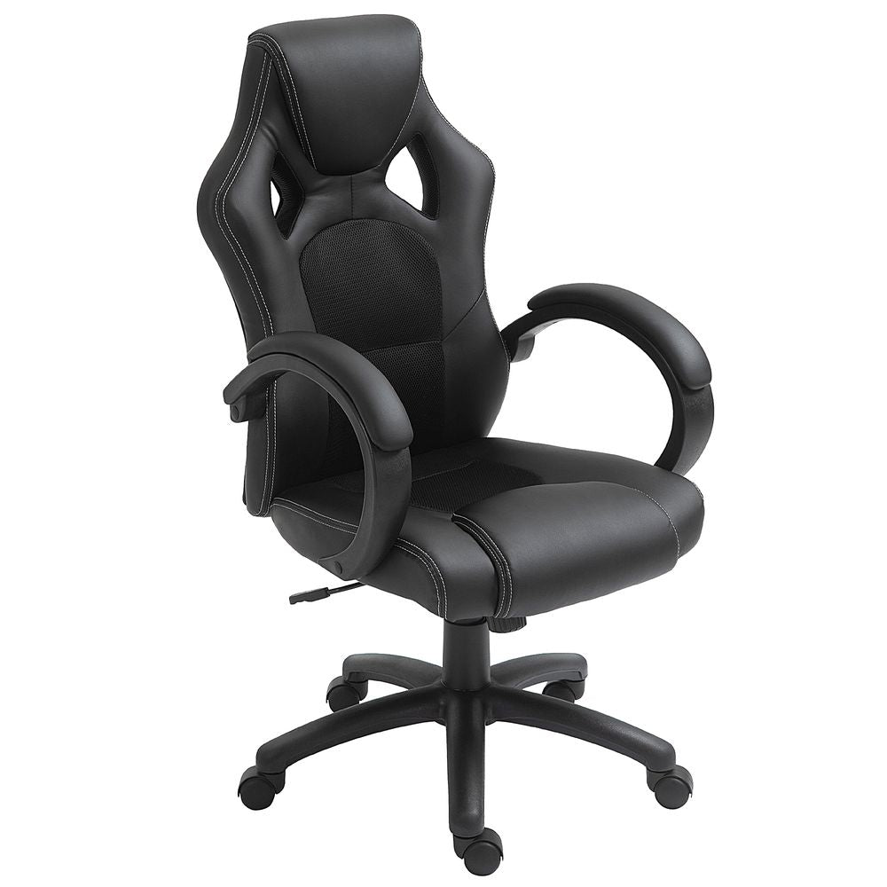 Executive Racing Swivel Gaming Office Chair PU Leather Computer Desk Chair Black - Office Chair from Vinsetto