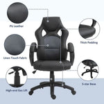 Executive Racing Swivel Gaming Office Chair PU Leather Computer Desk Chair Grey - Office Chair from Vinsetto