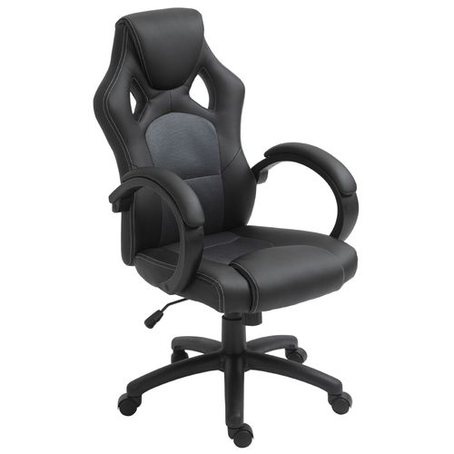 Executive Racing Swivel Gaming Office Chair PU Leather Computer Desk Chair Grey - Office Chair from Vinsetto