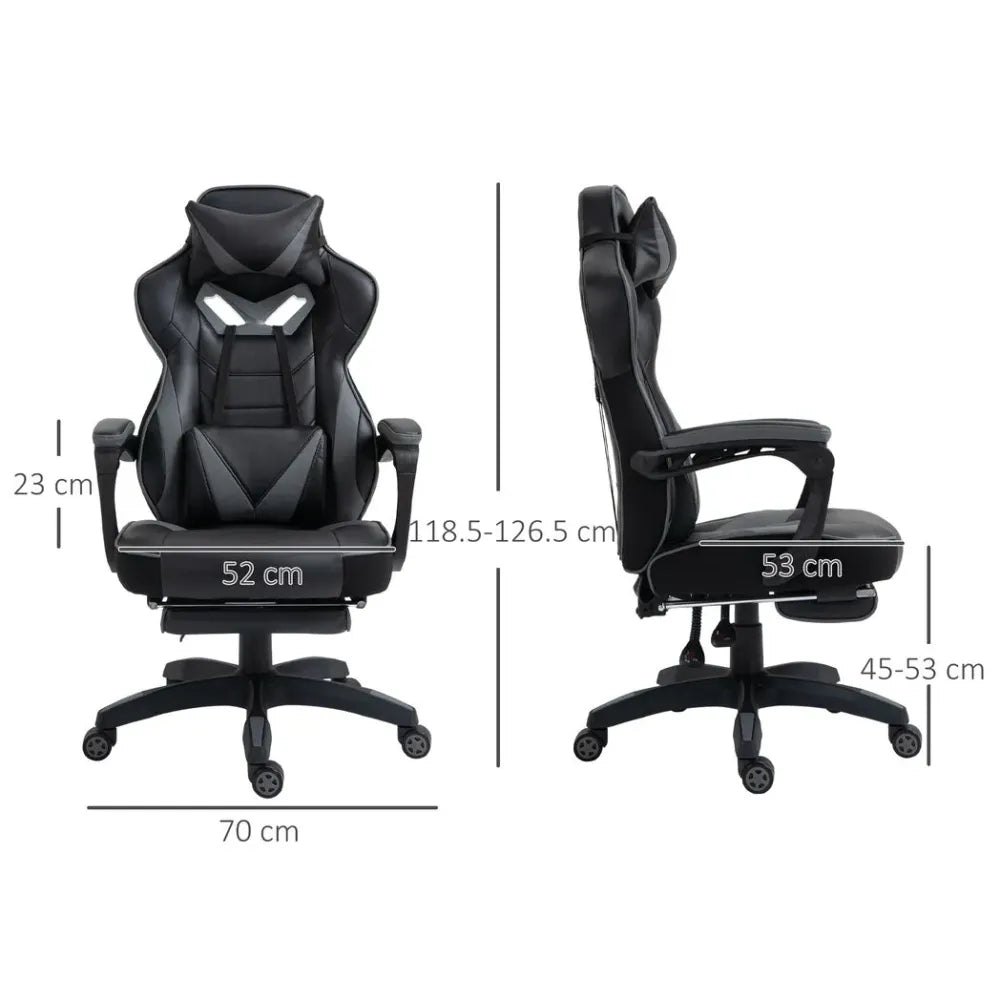 Gaming Chair Ergonomic Reclining w/ Manual Footrest Wheels Stylish Office Grey - Office Chair from Vinsetto