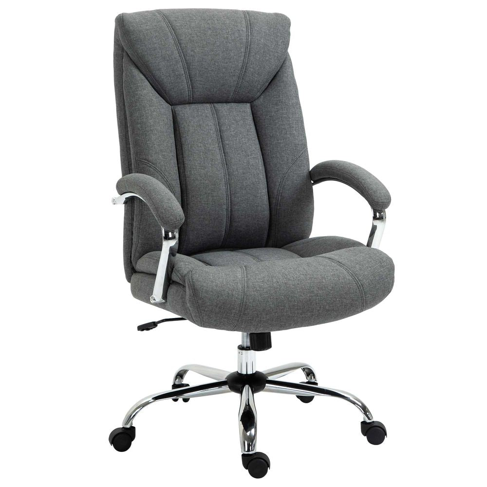 High Back Home Office Chair Computer Desk Chair w/ Arm, Swivel Wheels, Grey - Office Chair from Vinsetto
