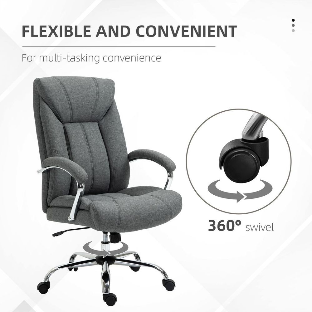 High Back Home Office Chair Computer Desk Chair w/ Arm, Swivel Wheels, Grey - Office Chair from Vinsetto