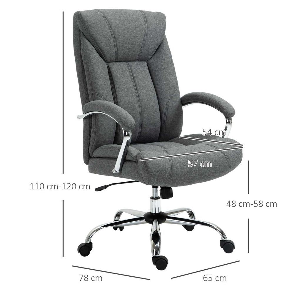 High Back Home Office Chair Computer Desk Chair w/ Arm, Swivel Wheels, Grey - Office Chair from Vinsetto