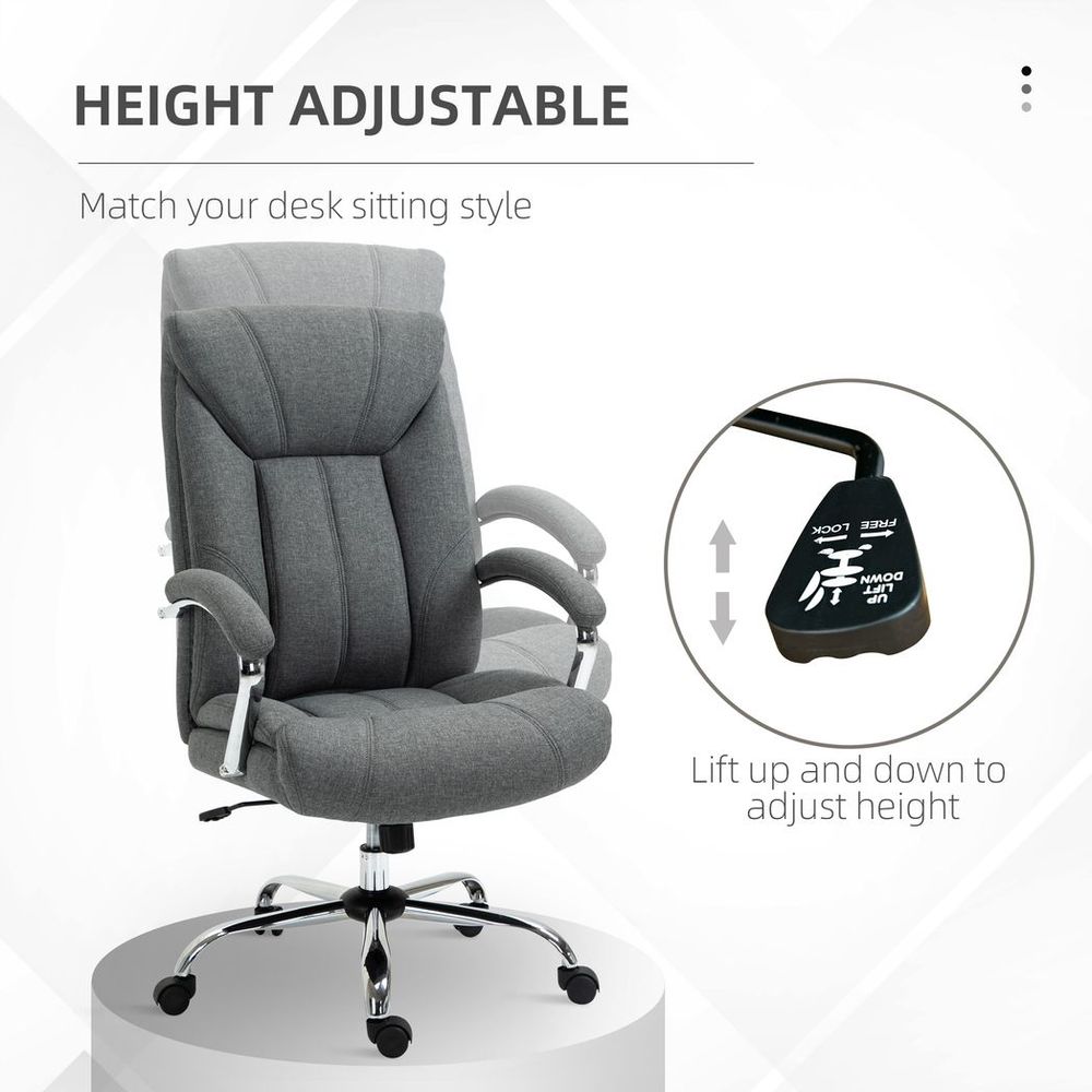 High Back Home Office Chair Computer Desk Chair w/ Arm, Swivel Wheels, Grey - Office Chair from Vinsetto