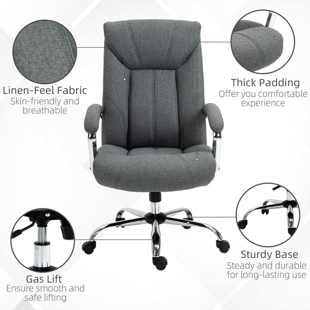 High Back Home Office Chair Computer Desk Chair w/ Arm, Swivel Wheels, Grey - Office Chair from Vinsetto