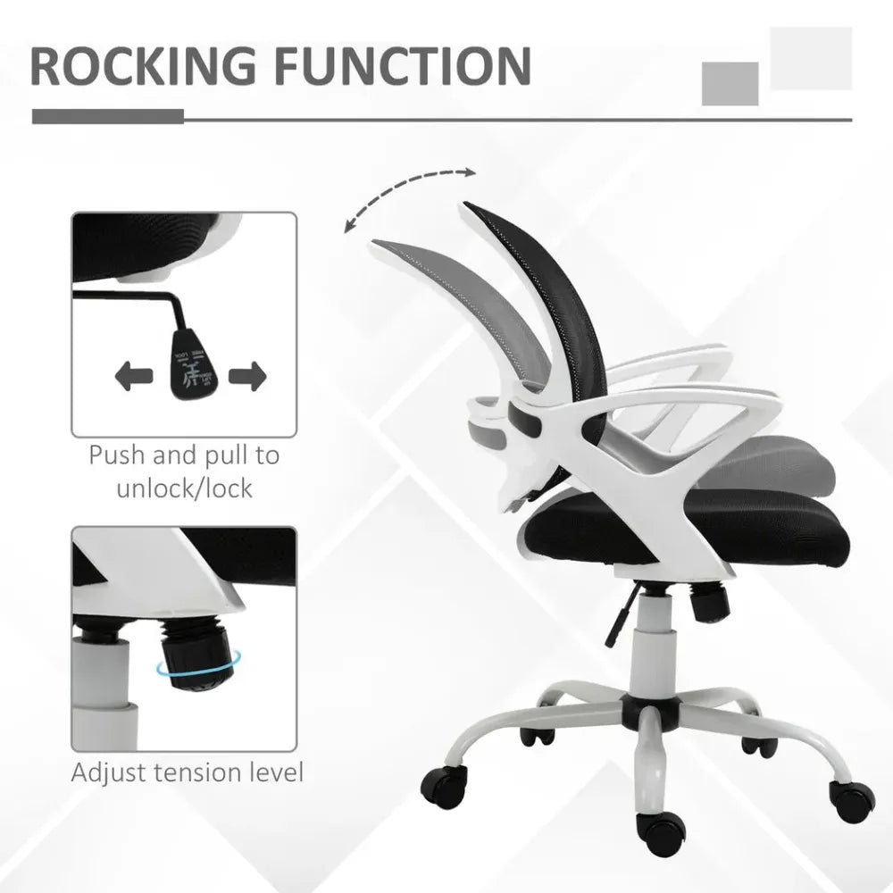 Mesh Home Office Chair Swivel Desk Task PC Chair w/ Lumbar Support, Arm, Black - Office Chair from Vinsetto